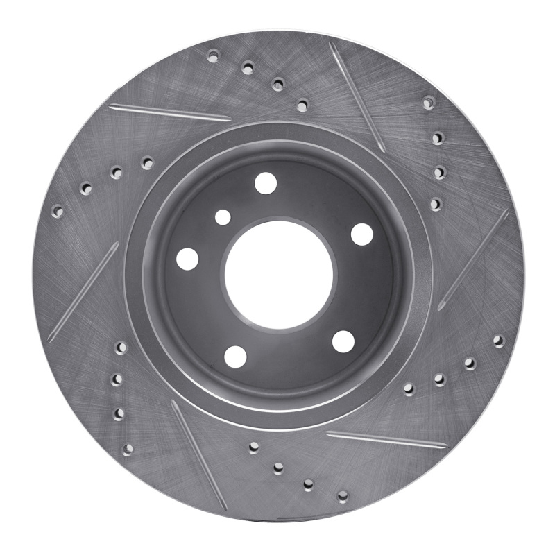 Land Rover Discovery Brake Rotor (1) - Front Left - R1 Concepts - Drilled & Slotted - Silver - `99-`04